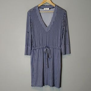 Veronica M Blue Sheath Dress V-Neck 3/4 Sleeve